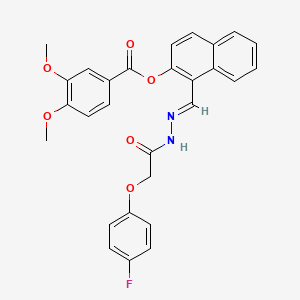 1-(2-((4-Fluorophenoxy)acetyl)carbohydrazonoyl)-2-naphthyl 3,4-dimethoxybenzoate