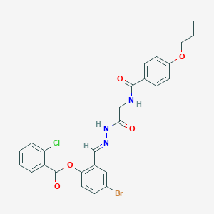 4-BR-2-(2-(((4-Propoxybenzoyl)amino)AC)carbohydrazonoyl)phenyl 2-chlorobenzoate