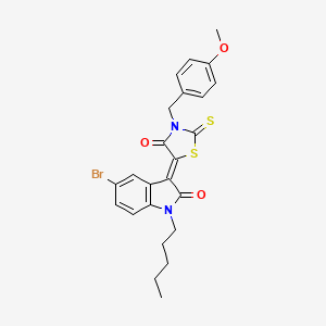 (3Z)-5-bromo-3-[3-(4-methoxybenzyl)-4-oxo-2-thioxo-1,3-thiazolidin-5-ylidene]-1-pentyl-1,3-dihydro-2H-indol-2-one