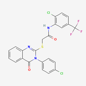 molecular formula C23H14Cl2F3N3O2S B12037281 2-{[3-(4-chlorophenyl)-4-oxo-3,4-dihydroquinazolin-2-yl]sulfanyl}-N-[2-chloro-5-(trifluoromethyl)phenyl]acetamide CAS No. 477331-65-0