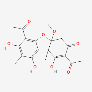 molecular formula C19H20O8 B1203735 1(4H)-二苯并呋喃酮，2,6-二乙酰基-4a,9b-二氢-3,7,9-三羟基-4a-甲氧基-8,9b-二甲基- 