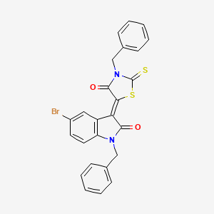 (3Z)-1-benzyl-3-(3-benzyl-4-oxo-2-thioxo-1,3-thiazolidin-5-ylidene)-5-bromo-1,3-dihydro-2H-indol-2-one