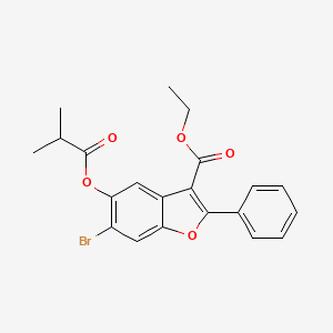 molecular formula C21H19BrO5 B12037443 Ethyl 6-bromo-5-[(2-methylpropanoyl)oxy]-2-phenyl-1-benzofuran-3-carboxylate 