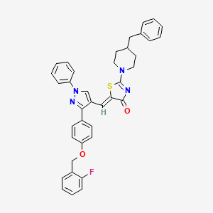 (5Z)-2-(4-benzylpiperidin-1-yl)-5-[(3-{4-[(2-fluorobenzyl)oxy]phenyl}-1-phenyl-1H-pyrazol-4-yl)methylidene]-1,3-thiazol-4(5H)-one