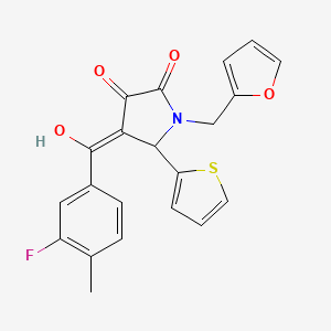 molecular formula C21H16FNO4S B12037496 4-(3-fluoro-4-methylbenzoyl)-1-(2-furylmethyl)-3-hydroxy-5-(2-thienyl)-1,5-dihydro-2H-pyrrol-2-one 