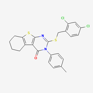 molecular formula C24H20Cl2N2OS2 B12037516 2-[(2,4-dichlorobenzyl)sulfanyl]-3-(4-methylphenyl)-5,6,7,8-tetrahydro[1]benzothieno[2,3-d]pyrimidin-4(3H)-one 