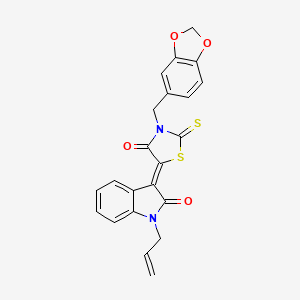 (3Z)-1-allyl-3-[3-(1,3-benzodioxol-5-ylmethyl)-4-oxo-2-thioxo-1,3-thiazolidin-5-ylidene]-1,3-dihydro-2H-indol-2-one