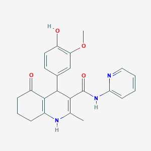 4-(4-Hydroxy-3-methoxyphenyl)-2-methyl-5-oxo-N-(pyridin-2-yl)-1,4,5,6,7,8-hexahydroquinoline-3-carboxamide