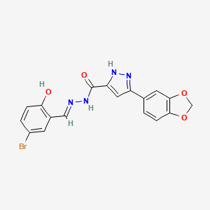 molecular formula C18H13BrN4O4 B12037784 3-(1,3-benzodioxol-5-yl)-N'-[(E)-(5-bromo-2-hydroxyphenyl)methylidene]-1H-pyrazole-5-carbohydrazide 