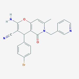 2-amino-4-(4-bromophenyl)-7-methyl-5-oxo-6-(pyridin-3-ylmethyl)-5,6-dihydro-4H-pyrano[3,2-c]pyridine-3-carbonitrile