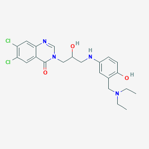 molecular formula C22H26Cl2N4O3 B12037844 6,7-dichloro-3-(3-{3-[(diethylamino)methyl]-4-hydroxyanilino}-2-hydroxypropyl)-4(3H)-quinazolinone 