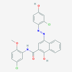 molecular formula C24H17Cl2N3O4 B12037884 4-[(E)-(2-chloro-4-hydroxyphenyl)diazenyl]-N-(5-chloro-2-methoxyphenyl)-1-hydroxy-2-naphthamide 