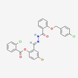 [4-bromo-2-[(E)-[[2-[(4-chlorophenyl)methoxy]benzoyl]hydrazinylidene]methyl]phenyl] 2-chlorobenzoate