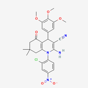 2-Amino-1-(2-chloro-4-nitrophenyl)-7,7-dimethyl-5-oxo-4-(3,4,5-trimethoxyphenyl)-1,4,5,6,7,8-hexahydroquinoline-3-carbonitrile