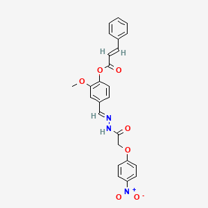 2-Methoxy-4-(2-((4-nitrophenoxy)acetyl)carbohydrazonoyl)phenyl 3-phenylacrylate