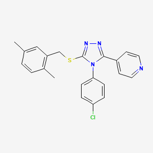 4-{4-(4-chlorophenyl)-5-[(2,5-dimethylbenzyl)sulfanyl]-4H-1,2,4-triazol-3-yl}pyridine