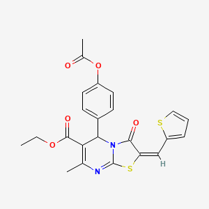 Ethyl 5-(4-acetoxyphenyl)-7-methyl-3-oxo-2-(thiophen-2-ylmethylene)-3,5-dihydro-2H-thiazolo[3,2-a]pyrimidine-6-carboxylate