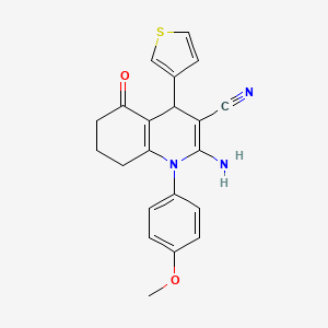 molecular formula C21H19N3O2S B12038063 2-Amino-1-(4-methoxyphenyl)-5-oxo-4-(thiophen-3-yl)-1,4,5,6,7,8-hexahydroquinoline-3-carbonitrile CAS No. 311327-26-1