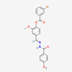 4-(2-(4-Hydroxybenzoyl)carbohydrazonoyl)-2-methoxyphenyl 3-bromobenzoate