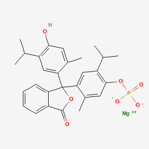 B1203818 1(3H)-Isobenzofuranone, 3-[4-hydroxy-2-methyl-5-(1-methylethyl)phenyl]-3-[2-methyl-5-(1-methylethyl)-4-(phosphonooxy)phenyl]-, magnesium salt (1:1) CAS No. 10496-54-5