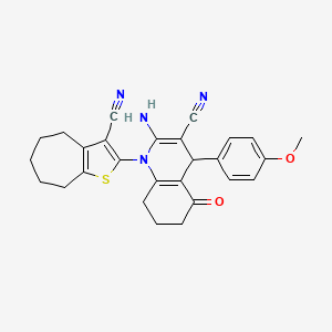 2-amino-1-(3-cyano-5,6,7,8-tetrahydro-4H-cyclohepta[b]thiophen-2-yl)-4-(4-methoxyphenyl)-5-oxo-1,4,5,6,7,8-hexahydroquinoline-3-carbonitrile