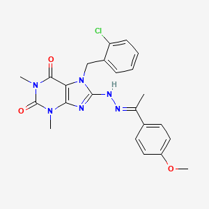 7-(2-Chlorobenzyl)-8-{(2E)-2-[1-(4-methoxyphenyl)ethylidene]hydrazino}-1,3-dimethyl-3,7-dihydro-1H-purine-2,6-dione