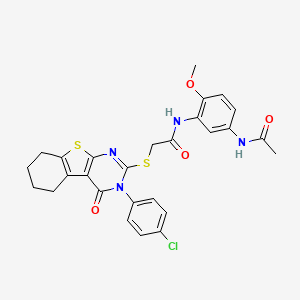 N-[5-(acetylamino)-2-methoxyphenyl]-2-{[3-(4-chlorophenyl)-4-oxo-3,4,5,6,7,8-hexahydro[1]benzothieno[2,3-d]pyrimidin-2-yl]sulfanyl}acetamide