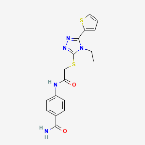 4-(2-{[4-ethyl-5-(thiophen-2-yl)-4H-1,2,4-triazol-3-yl]sulfanyl}acetamido)benzamide