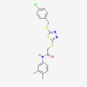 2-({5-[(4-chlorobenzyl)sulfanyl]-1,3,4-thiadiazol-2-yl}sulfanyl)-N-(3,4-dimethylphenyl)acetamide