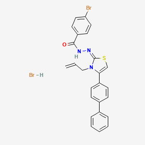 N'-((2E)-3-allyl-4-[1,1'-biphenyl]-4-yl-1,3-thiazol-2(3H)-ylidene)-4-bromobenzohydrazide hydrobromide