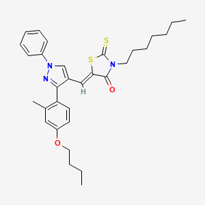 (5Z)-5-{[3-(4-butoxy-2-methylphenyl)-1-phenyl-1H-pyrazol-4-yl]methylidene}-3-heptyl-2-thioxo-1,3-thiazolidin-4-one