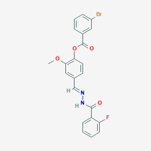 molecular formula C22H16BrFN2O4 B12038363 4-(2-(2-Fluorobenzoyl)carbohydrazonoyl)-2-methoxyphenyl 3-bromobenzoate CAS No. 477730-42-0