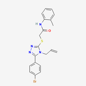 molecular formula C20H19BrN4OS B12038377 2-{[5-(4-bromophenyl)-4-(prop-2-en-1-yl)-4H-1,2,4-triazol-3-yl]sulfanyl}-N-(2-methylphenyl)acetamide 