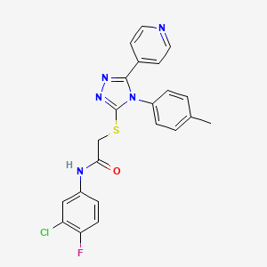 molecular formula C22H17ClFN5OS B12038390 N-(3-chloro-4-fluorophenyl)-2-{[4-(4-methylphenyl)-5-(pyridin-4-yl)-4H-1,2,4-triazol-3-yl]sulfanyl}acetamide 