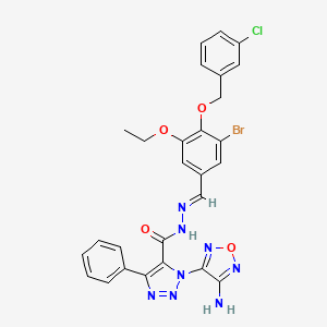 3-(4-amino-1,2,5-oxadiazol-3-yl)-N-[(E)-[3-bromo-4-[(3-chlorophenyl)methoxy]-5-ethoxyphenyl]methylideneamino]-5-phenyltriazole-4-carboxamide