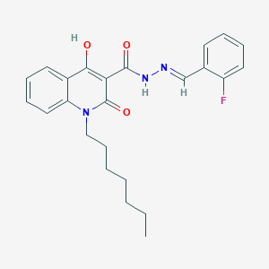 molecular formula C24H26FN3O3 B12038400 N'-[(E)-(2-fluorophenyl)methylidene]-1-heptyl-4-hydroxy-2-oxo-1,2-dihydroquinoline-3-carbohydrazide 