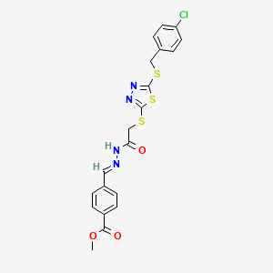 methyl 4-[(E)-{2-[({5-[(4-chlorobenzyl)sulfanyl]-1,3,4-thiadiazol-2-yl}sulfanyl)acetyl]hydrazinylidene}methyl]benzoate