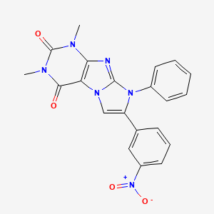 molecular formula C21H16N6O4 B12038424 1,3-Dimethyl-7-(3-nitrophenyl)-8-phenyl-1H-imidazo(2,1-F)purine-2,4(3H,8H)-dione 