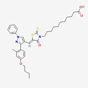 11-[(5Z)-5-{[3-(4-butoxy-2-methylphenyl)-1-phenyl-1H-pyrazol-4-yl]methylidene}-4-oxo-2-thioxo-1,3-thiazolidin-3-yl]undecanoic acid