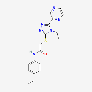 molecular formula C18H20N6OS B12038541 2-((4-Ethyl-5-(pyrazin-2-yl)-4H-1,2,4-triazol-3-yl)thio)-N-(4-ethylphenyl)acetamide CAS No. 578723-85-0