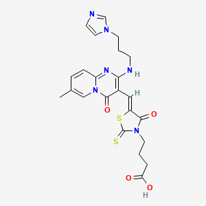 4-(5-((2-((3-(1H-Imidazol-1-yl)propyl)amino)-7-methyl-4-oxo-4H-pyrido[1,2-a]pyrimidin-3-yl)methylene)-4-oxo-2-thioxothiazolidin-3-yl)butanoic acid