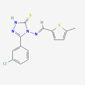 molecular formula C14H11ClN4S2 B12038555 3-(3-Chlorophenyl)-4-(((5-methylthiophen-2-yl)methylene)amino)-1H-1,2,4-triazole-5(4H)-thione CAS No. 478255-28-6