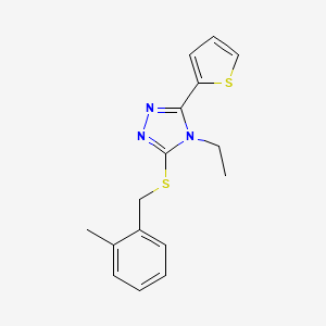 molecular formula C16H17N3S2 B12038667 4-Ethyl-3-((2-methylbenzyl)thio)-5-(2-thienyl)-4H-1,2,4-triazole CAS No. 618411-77-1