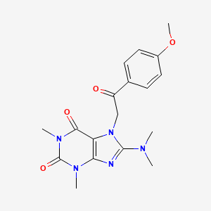 molecular formula C18H21N5O4 B12038764 8-(dimethylamino)-7-[2-(4-methoxyphenyl)-2-oxoethyl]-1,3-dimethyl-3,7-dihydro-1H-purine-2,6-dione 