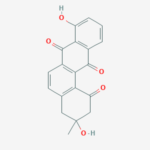 molecular formula C19H14O5 B1203879 (+)-3,4-Dihydro-3,8-dihydroxy-3-methylbenz(a)anthracene-1,7,12(2H)-trione CAS No. 7351-08-8