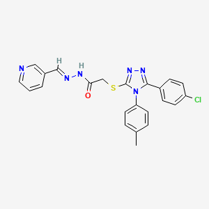 2-{[5-(4-chlorophenyl)-4-(4-methylphenyl)-4H-1,2,4-triazol-3-yl]sulfanyl}-N'-[(E)-3-pyridinylmethylidene]acetohydrazide