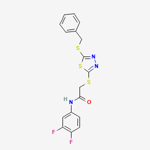 2-((5-(Benzylthio)-1,3,4-thiadiazol-2-yl)thio)-N-(3,4-difluorophenyl)acetamide