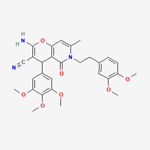 2-amino-6-[2-(3,4-dimethoxyphenyl)ethyl]-7-methyl-5-oxo-4-(3,4,5-trimethoxyphenyl)-5,6-dihydro-4H-pyrano[3,2-c]pyridine-3-carbonitrile