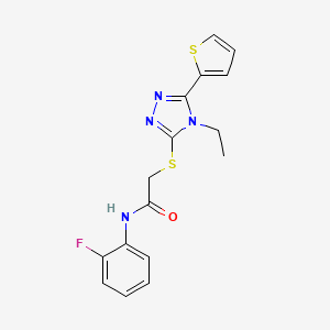 2-{[4-ethyl-5-(thiophen-2-yl)-4H-1,2,4-triazol-3-yl]sulfanyl}-N-(2-fluorophenyl)acetamide