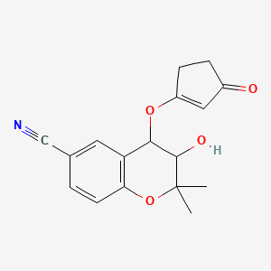 molecular formula C17H17NO4 B1203928 3-Hydroxy-2,2-dimethyl-4-(3-oxocyclopenten-1-yl)oxy-3,4-dihydrochromene-6-carbonitrile 